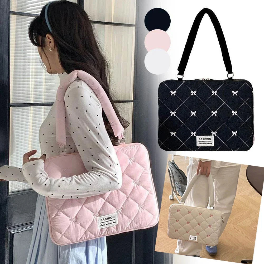 15" Cute Bow Laptop Sleeve Bag – Portable Notebook Case Women