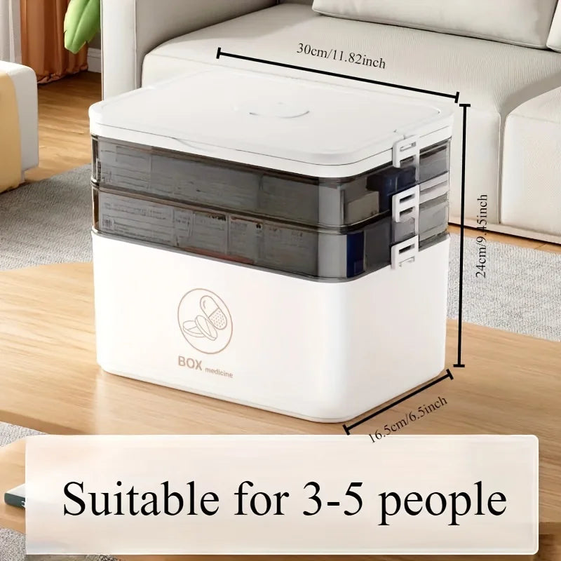 Leak-proof Medicine Organizer 3-Tier First Aid Storage Cabinet Box