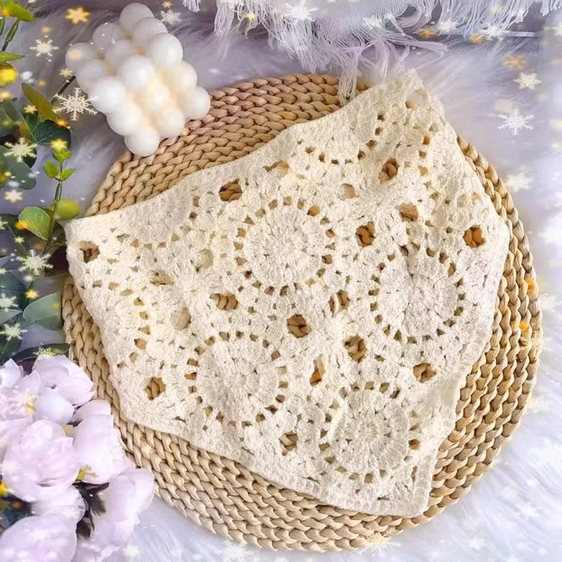 Floral Crochet Lace Women's Bandana – Triangle Headscarf