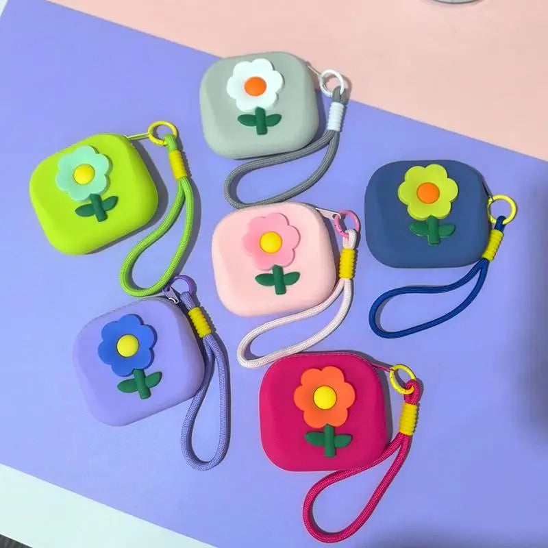 Flower Silicone Mini Wallet & Coin Purse with Lanyard | Waterproof
