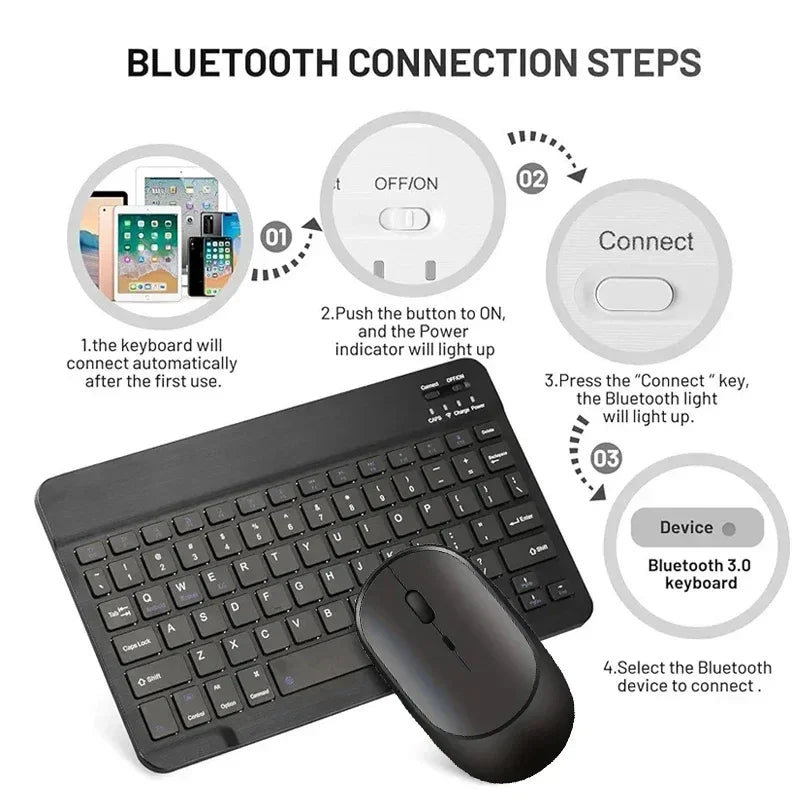 Mini 78-Key Wireless Keyboard Mouse Bluetooth-compatible Rechargeable
