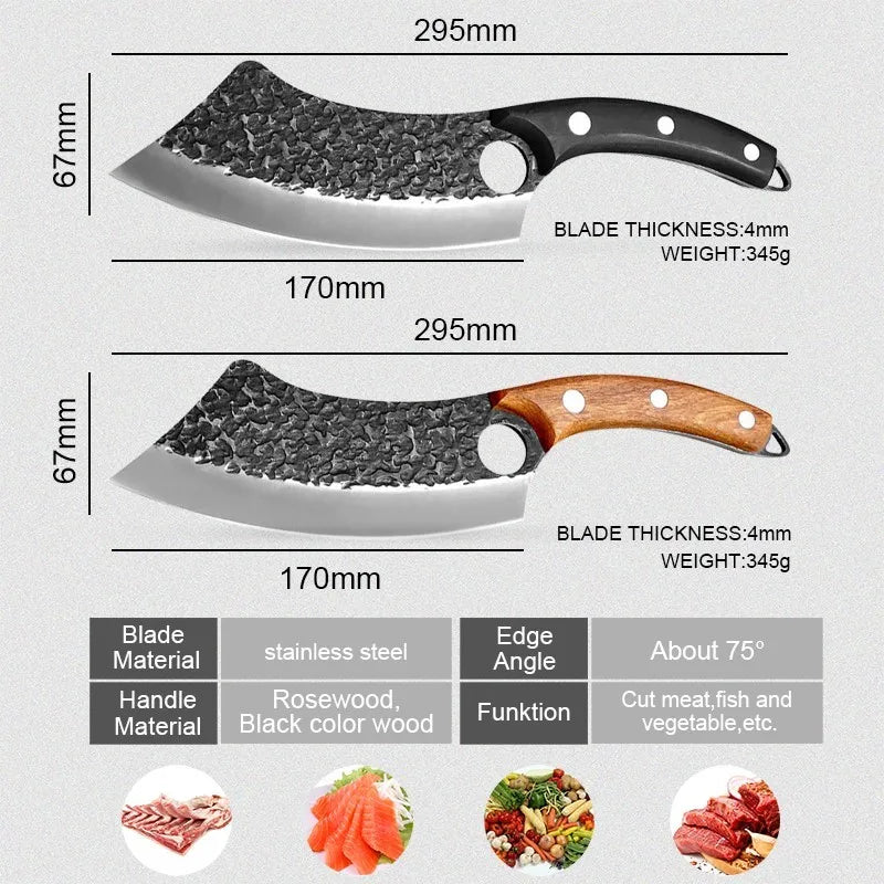 Forged Stainless Steel Chef Knife – Rosewood Handle Cleaver