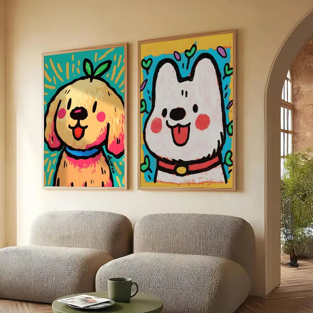 Colorful Dogs HD Canvas Wall Art Print – Unframed Home Decor