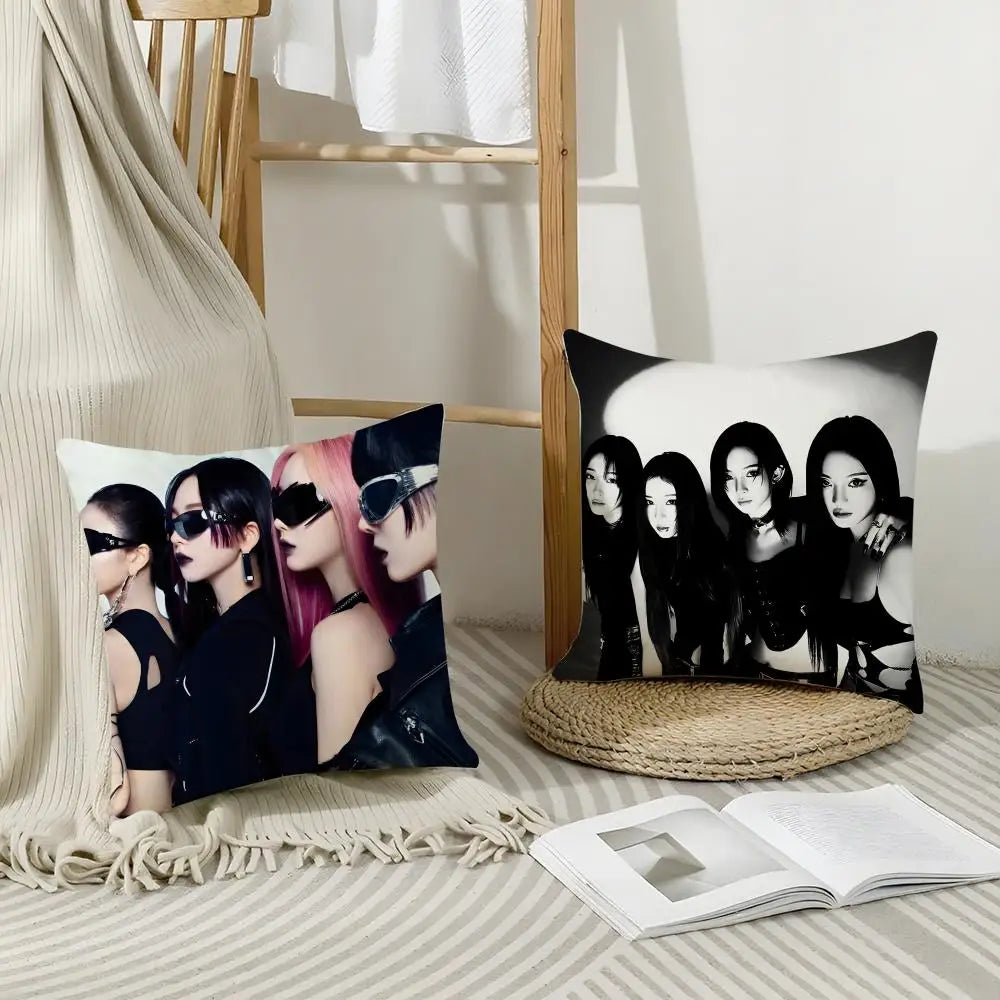 Kpop Aespa Whiplash Linen Cushion Cover | Hidden Zipper Pillowcase
