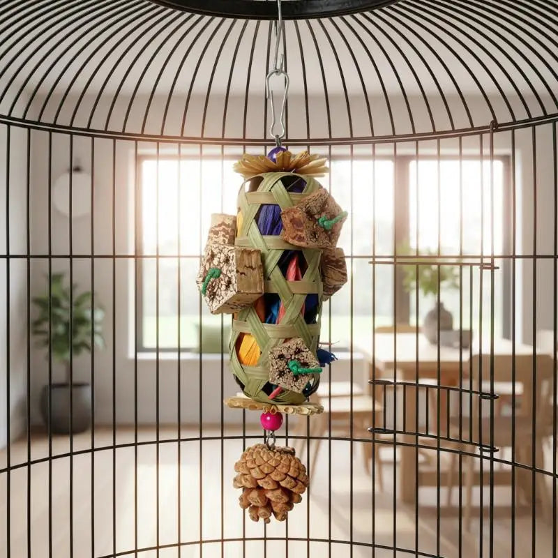 Parrot Foraging Chew Toy – Natural Wood Bird Enrichment Toy