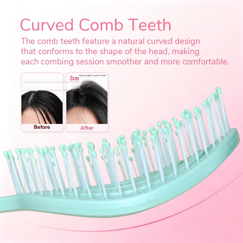 Pastel Spiral Vent Hair Comb – Oak Wood Handle | 3 Colors