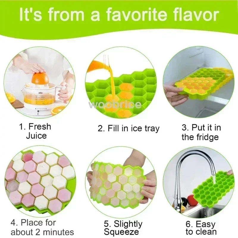 Silicone Honeycomb Ice Cube Tray – 37-Cavity BPA-Free Mold