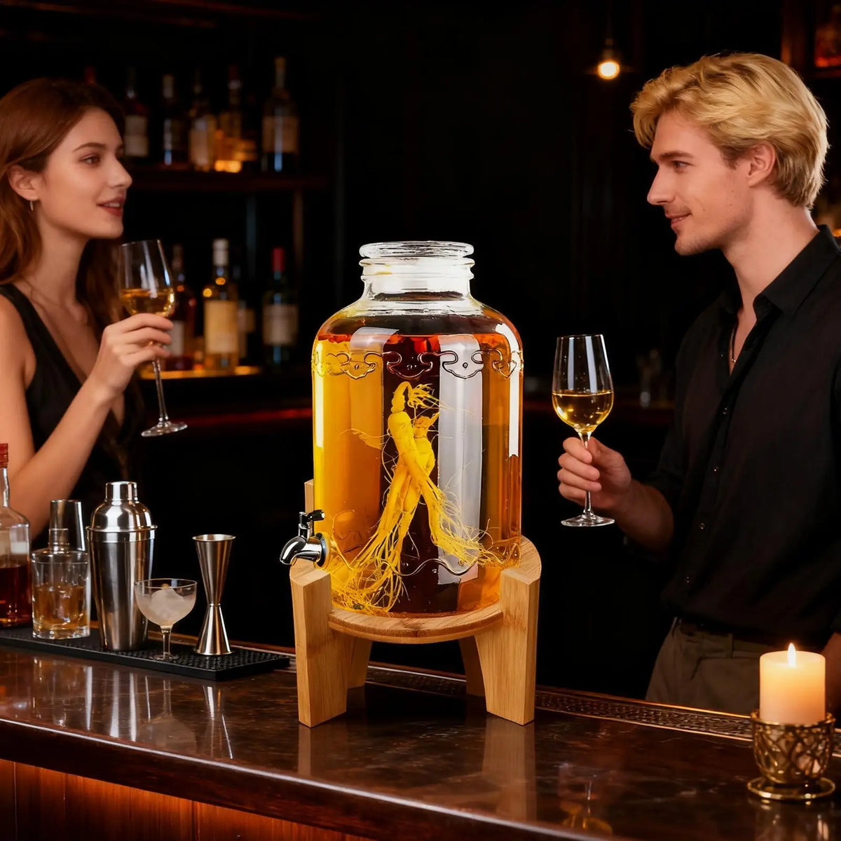 Natural Wood Drink Dispenser Stand – Weddings & Parties