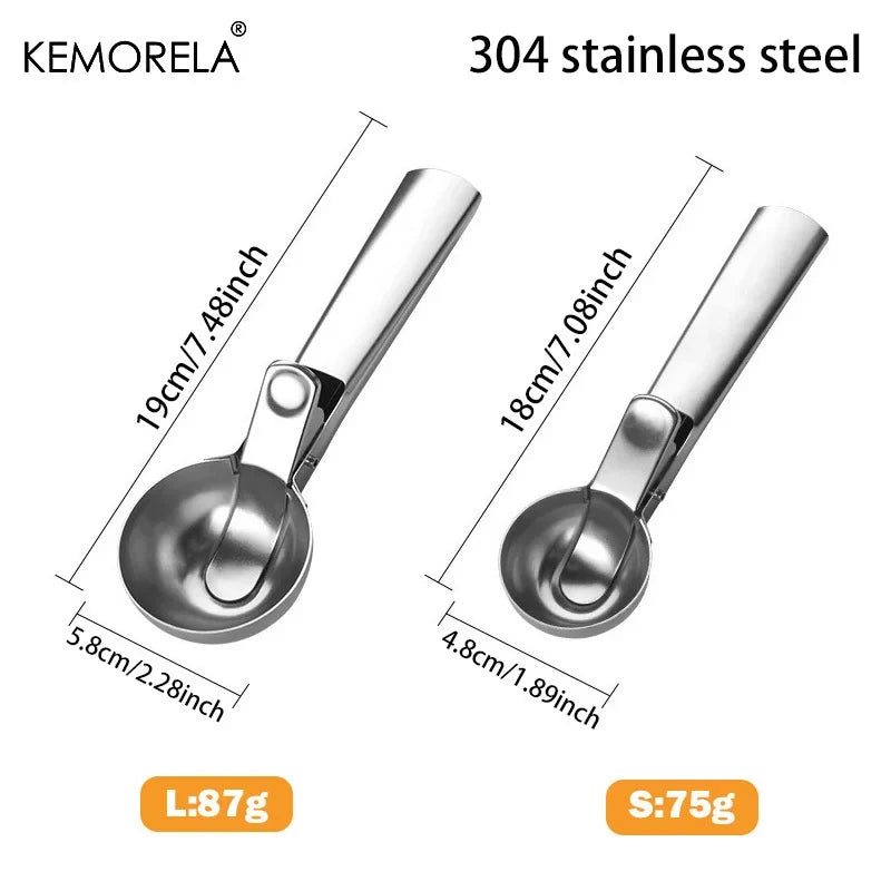 KEMORELA Stainless Steel Ice Cream Scoop – Ergonomic Handle
