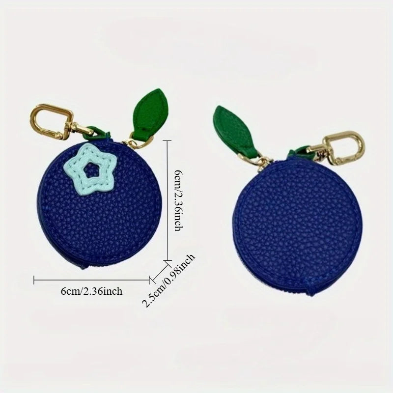 Cute Fruit Coin Purse with Keychain | Mini Zipper Wallet