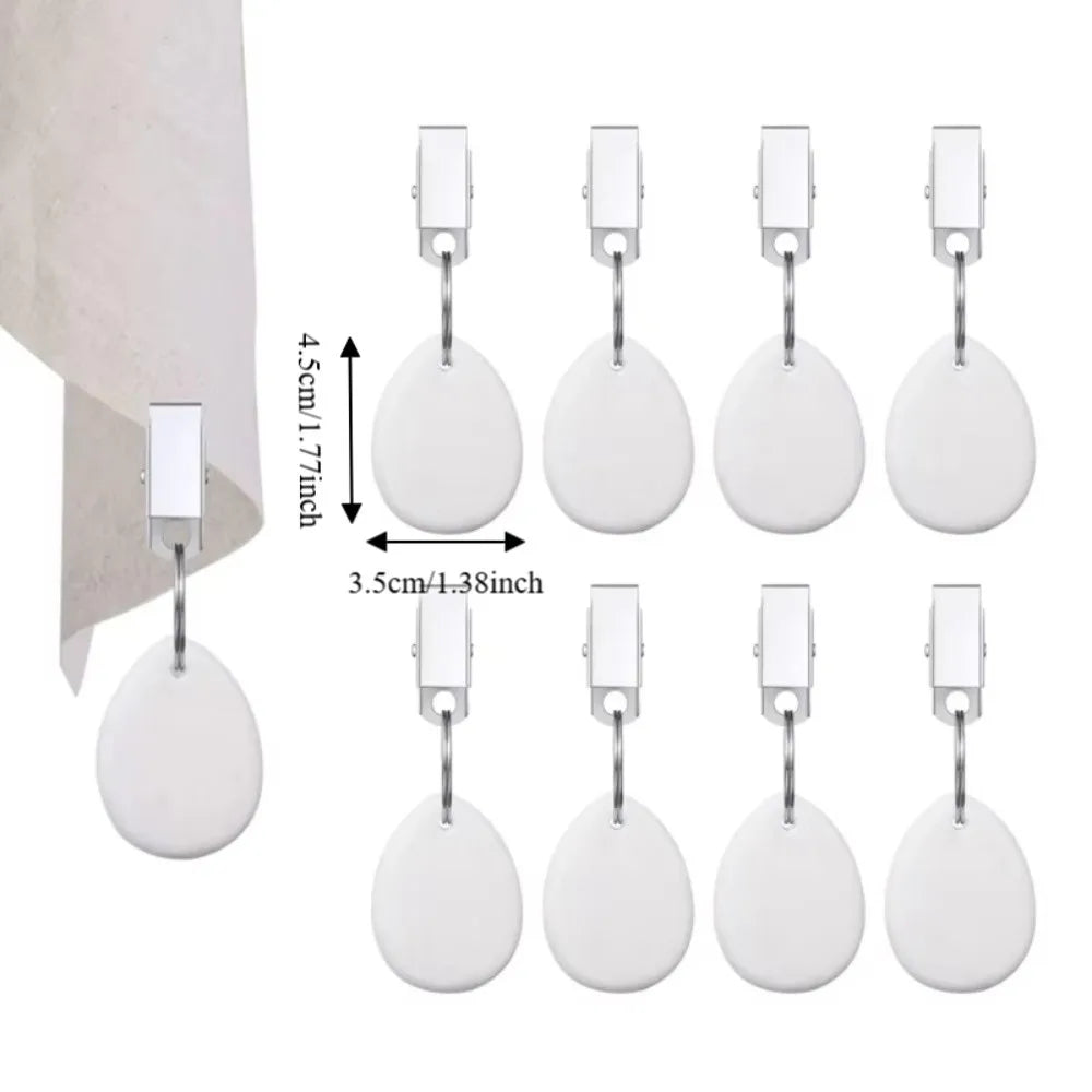 Marble Teardrop Tablecloth Weights with Metal Clips – Set of 4