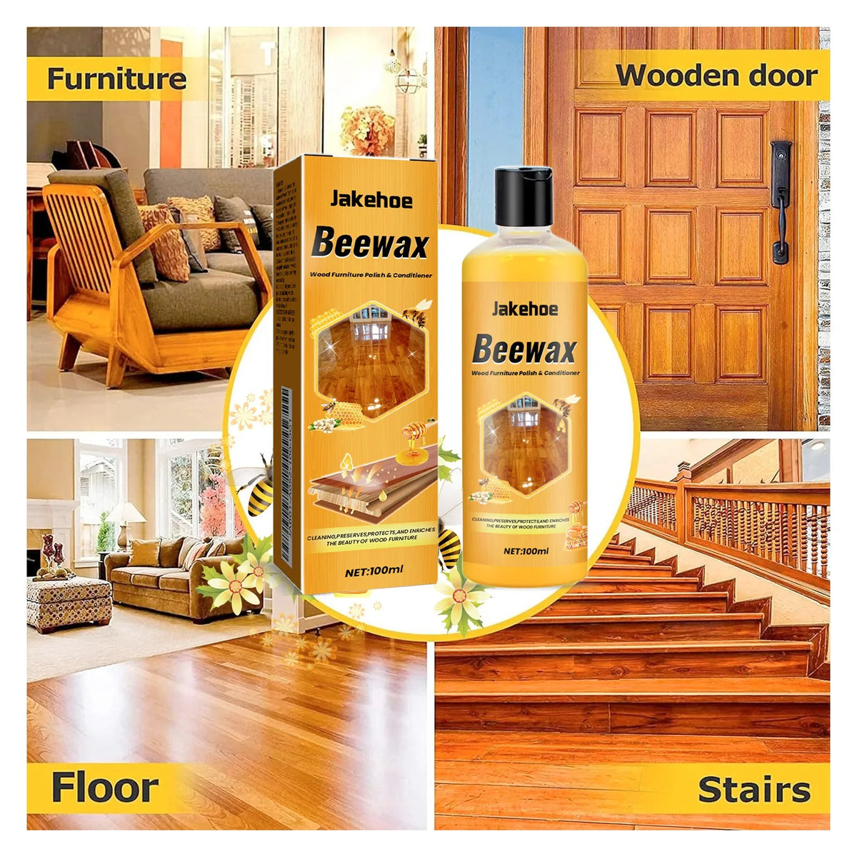 Beeswax Wood Floor Cleaner & Polish – Shine, Protect & Clean