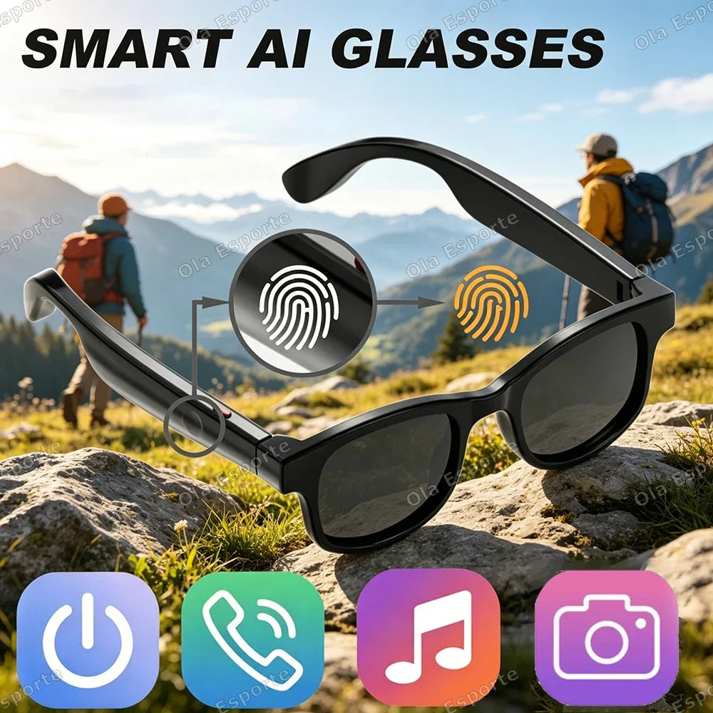 Smart Glasses AI Voice Assistant Bluetooth HD Camera Sunglasses