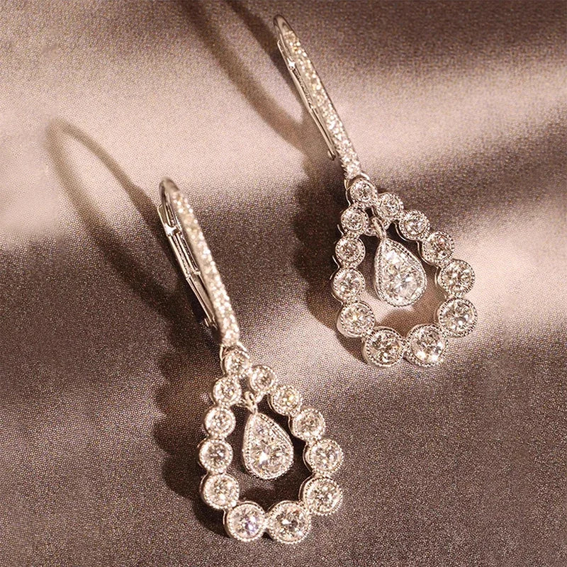 Huitan Waterdrop Drop Earrings – Sparkling Cubic Zirconia