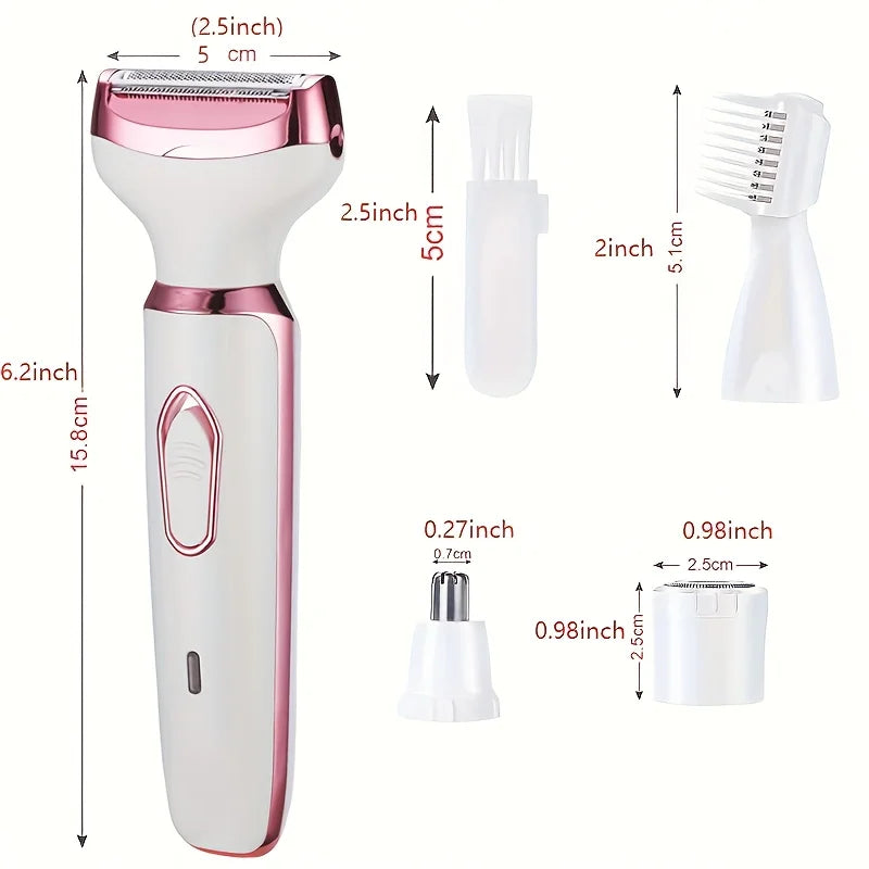4-in-1 Electric Razor for Women – Portable Body Hair Trimmer