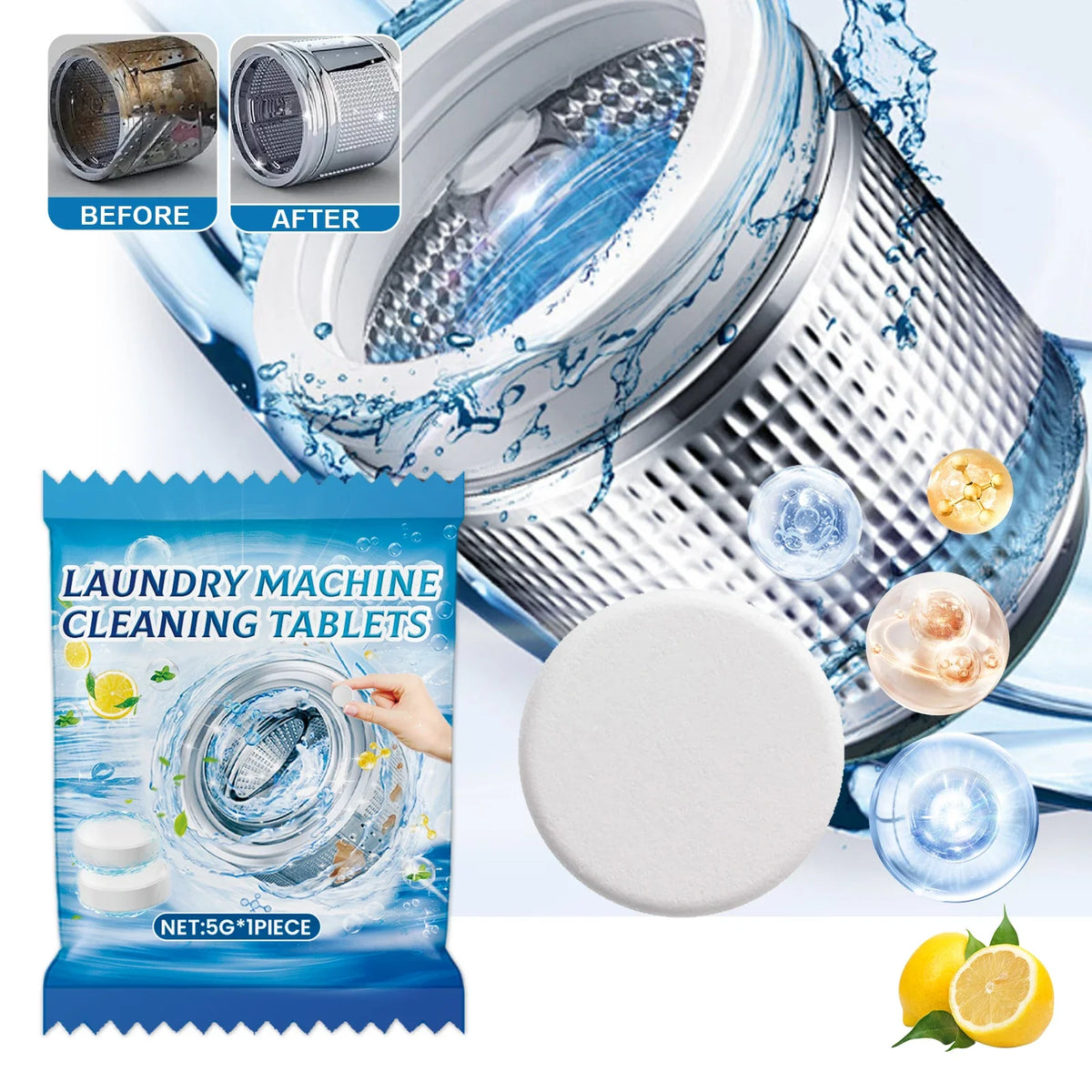 JAKEHOE Washing Machine Cleaning Tablets – Descale & Deodorize