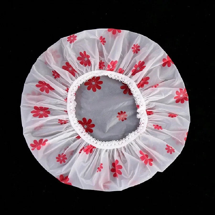 5-Pack Waterproof Shower Caps for Women | Reusable PEVA