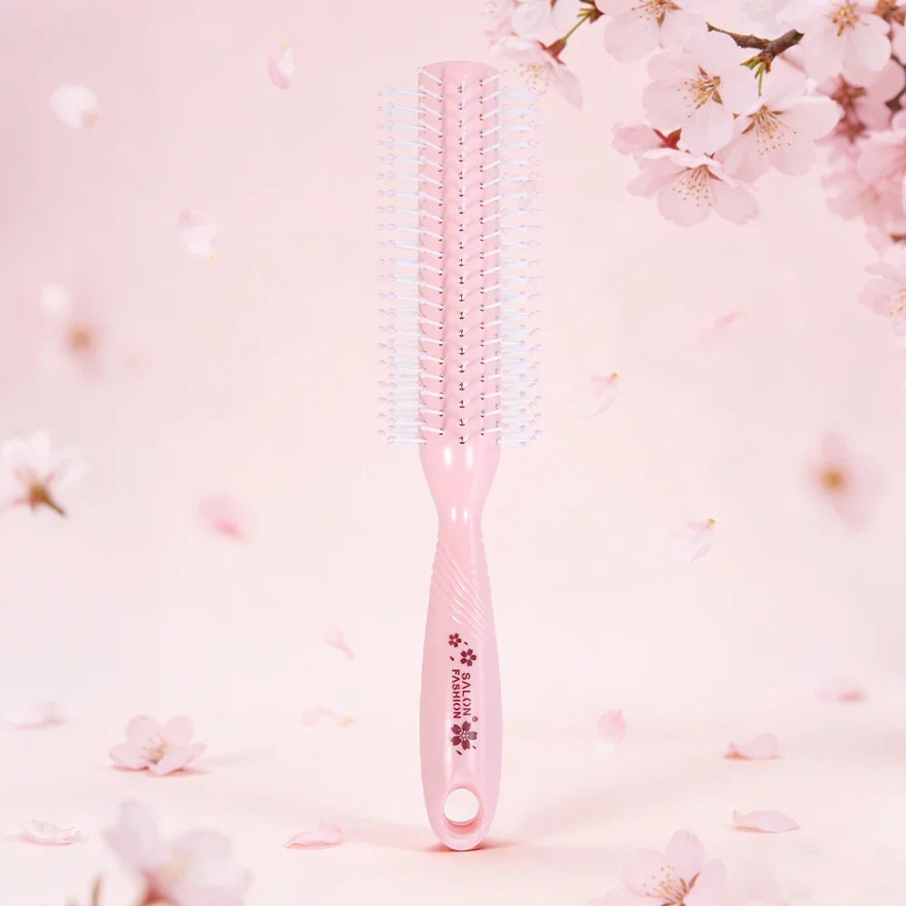 Sakura Pink Hair Brush Set – Round, Spiral & Paddle Brush