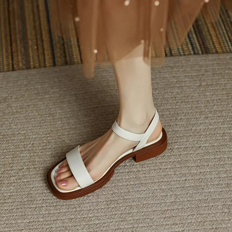 Women's Low Heel Square Sandals – Casual Office Shoes Sz 35-42