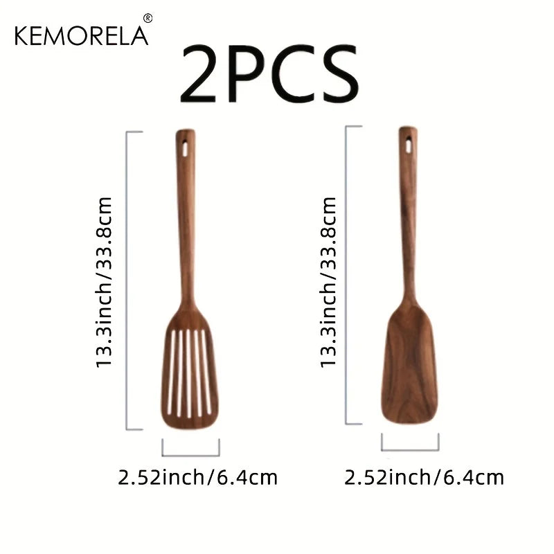 2-Piece Wooden Japanese Spatula Set | Non-Stick Cooking Spoons
