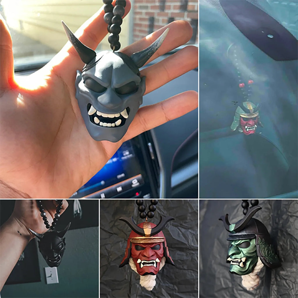 Japanese Oni Hannya Kabuto Helmet Car Mirror Charm Pendant