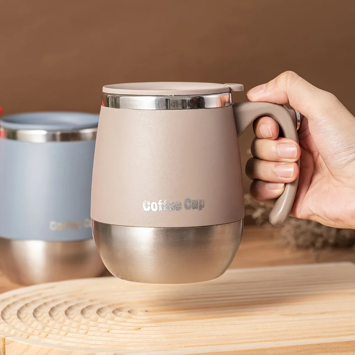 Stainless Steel Coffee Mug Lid Double Wall Insulated Travel Thermos
