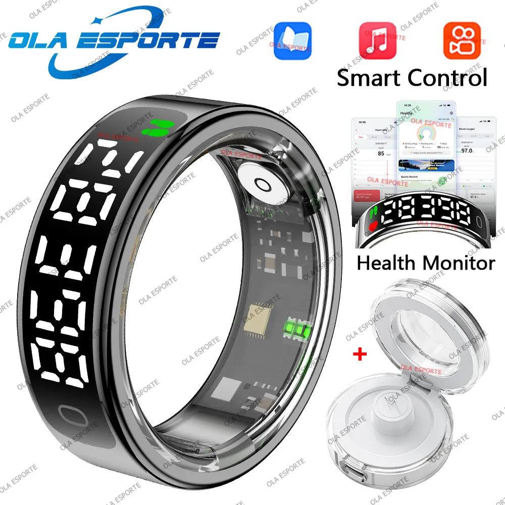 LED Hd Screen Smart Ring Tiktok Control Men 5ATM Waterproof Heart
