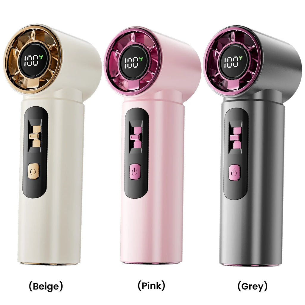 Portable Handheld Turbo Fan Rechargeable Personal 100 Speeds LED