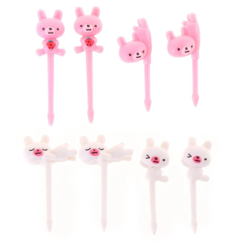 8-Piece Cute Animal Fruit Forks – Kids Bento & Party Picks