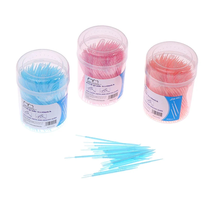 300pcs Double-Head Interdental Brushes & Dental Floss Picks