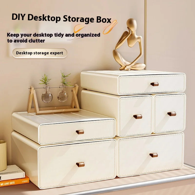 Desk Organizer with Drawers & Entryway Shelf | Storage Box