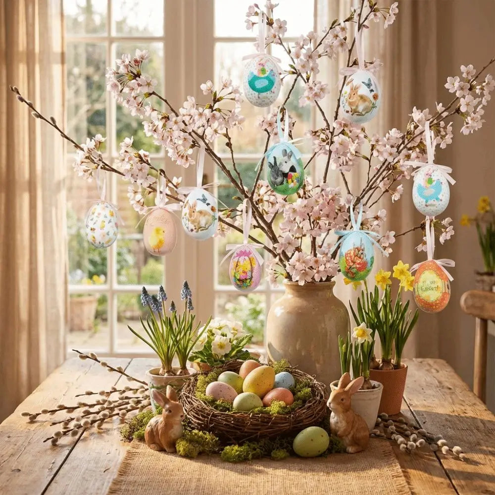 Painted Foam Easter Egg Hanging Ornaments – 3 Pack DIY Décor