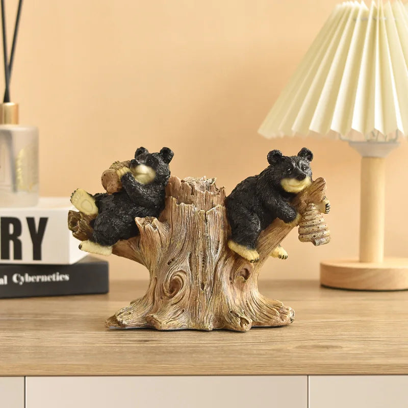 Black Bear Display Home Living Room TV Cabinet Porch Decoration Decor