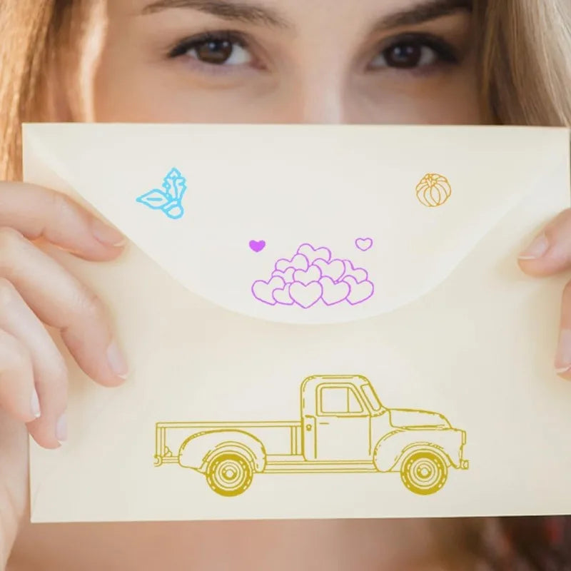Autumn Farm Truck Clear Silicone Stamp – Pumpkin & Flowers