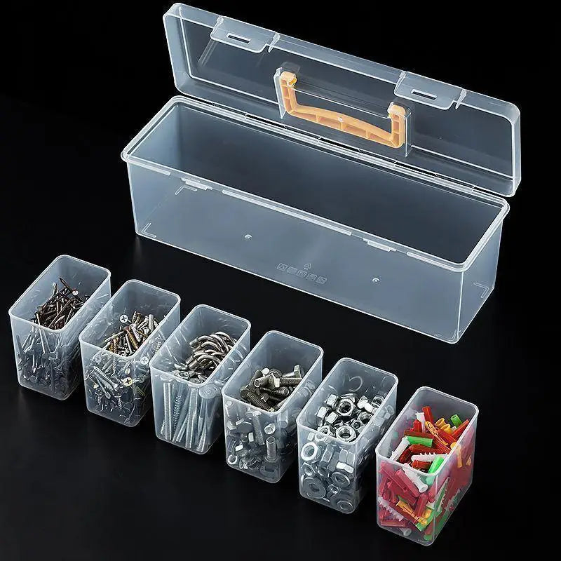 Multi-Compartment Transparent Tool Organizer Storage Box