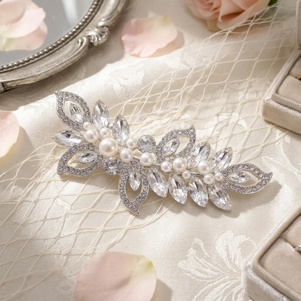 Bridal Rhinestone Pearl Hair Clip & Comb Wedding Accessory