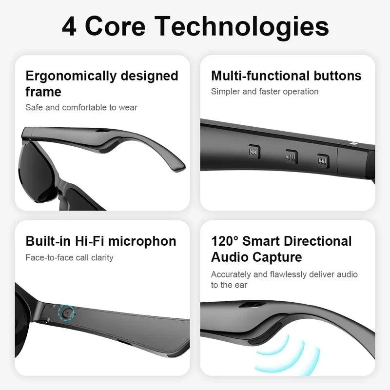 Smart Glasses Bluetooth Earphones – Calls, Music & UV Protection