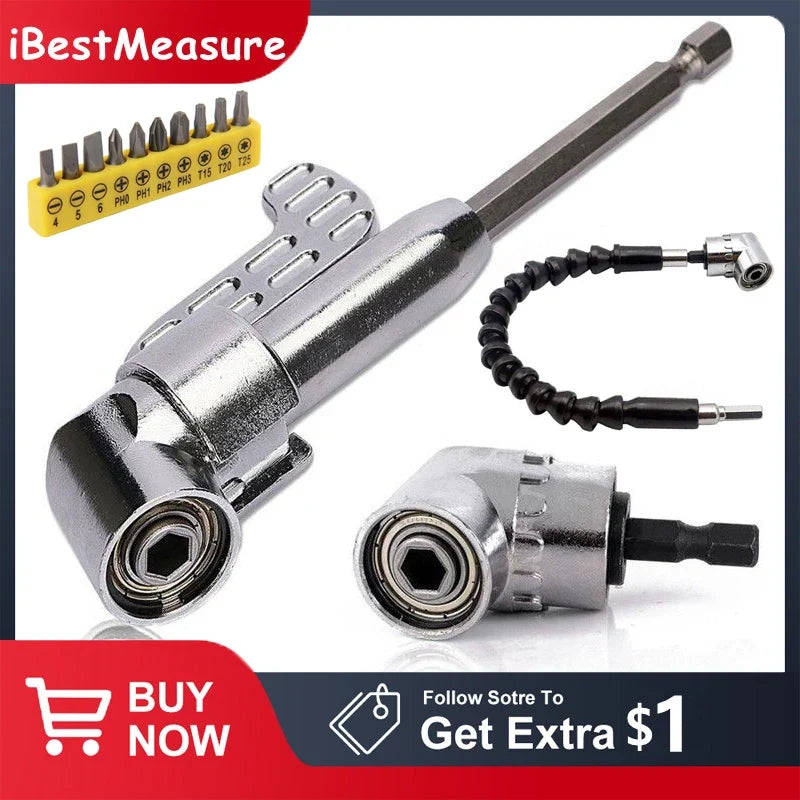 105 Degree Right Angle Drill Adapter Flexible Shaft Extension Bit