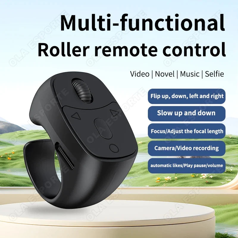 Remote Control Wireless Bluetooth Roller Fingertip Ring Portable
