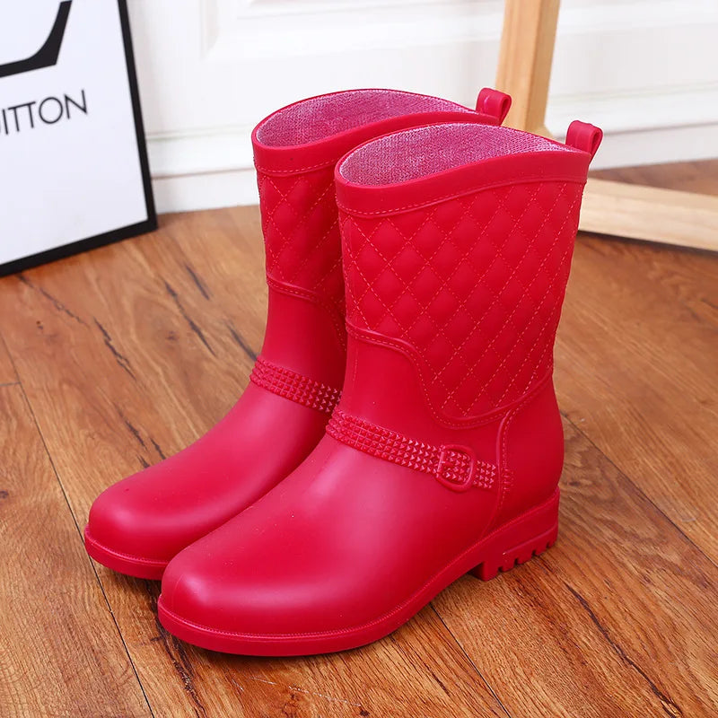 Women's Plush-Lined Winter Rain Boots – Warm Waterproof Wellies