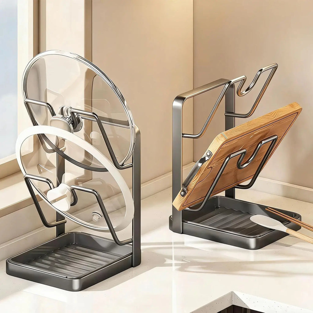 Pot Lid Rack Space Saving Anti-slip Kitchen Stand Storage Organizer