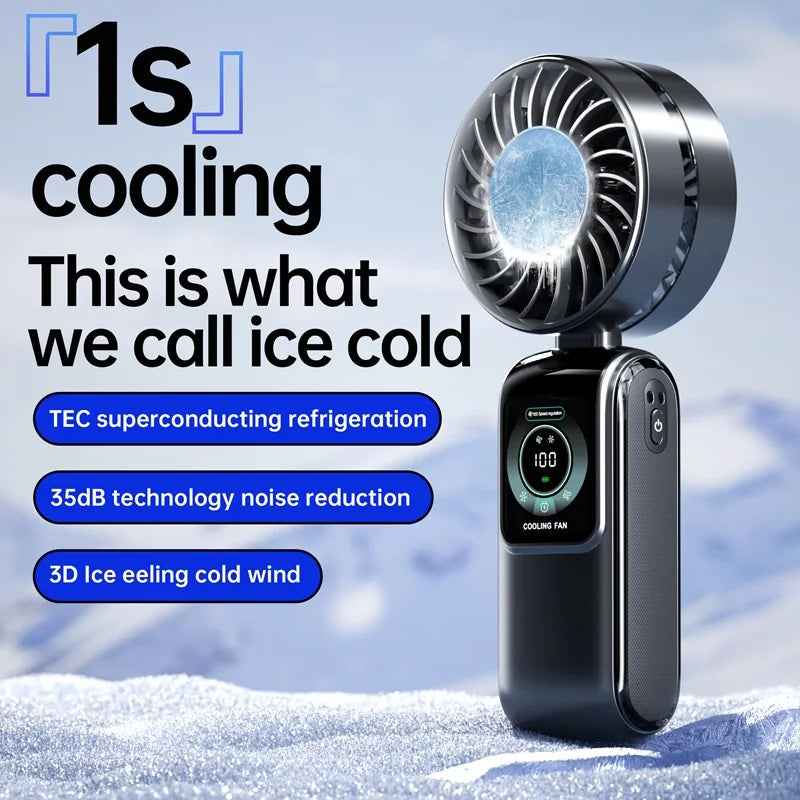 HOMEFISH Portable Semiconductor Cooling Handheld Fan | Ice Pack