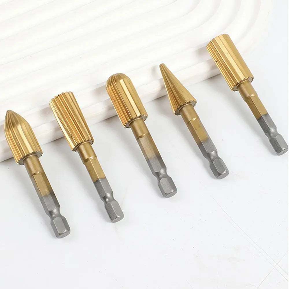 6.3mm HSS Rotary File Set – 5pc Hex Handle Rotary Rasp Cutter