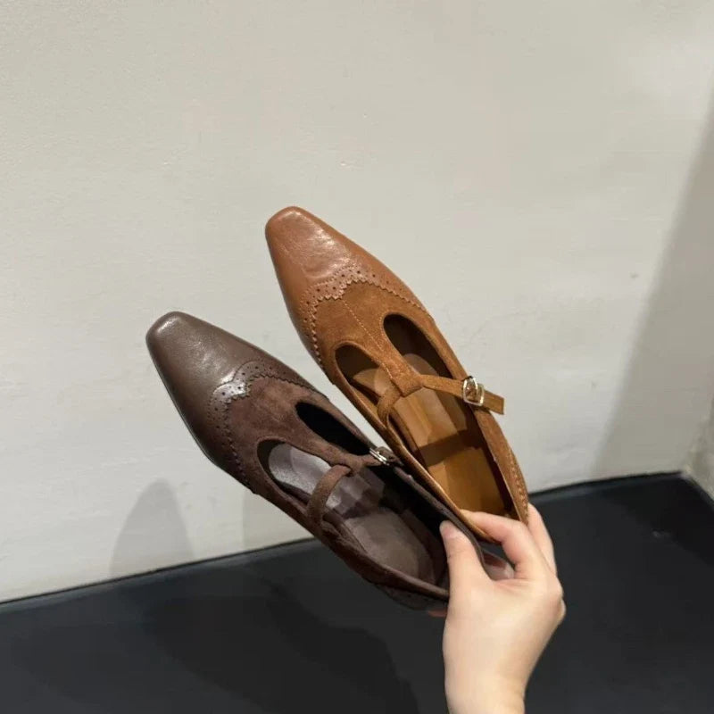 Women's Retro Mary Jane Pumps – Pointed Toe Low Heel Slip-On