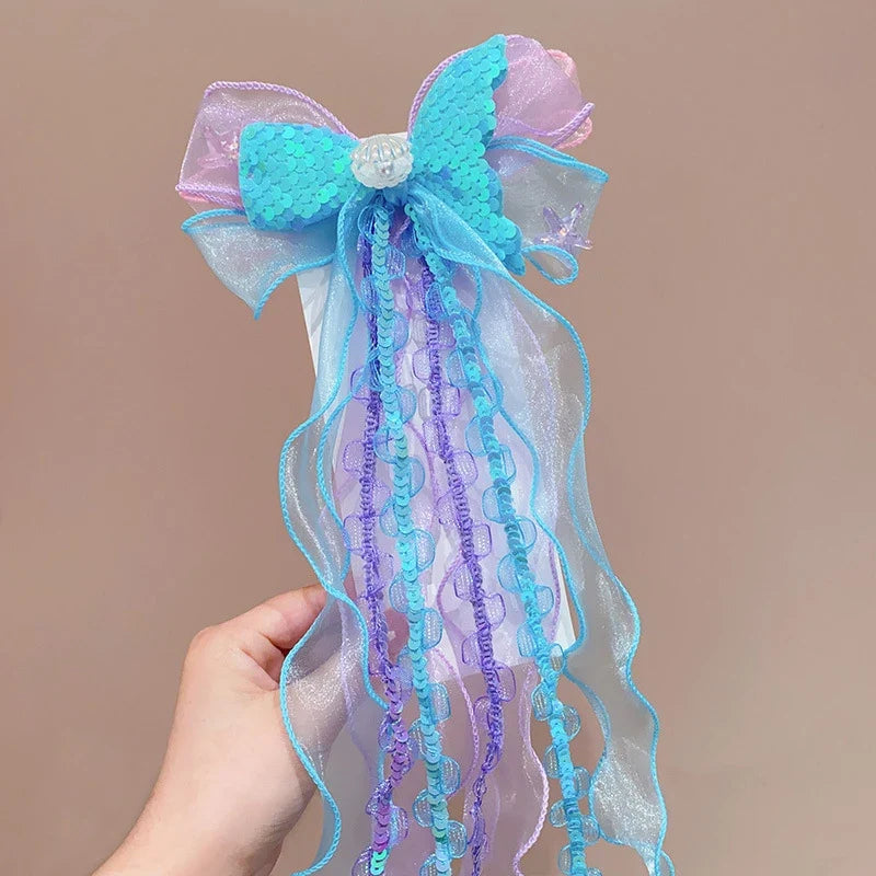 Mermaid Princess Bow Hair Clip – Girls Braided Hair Accessory