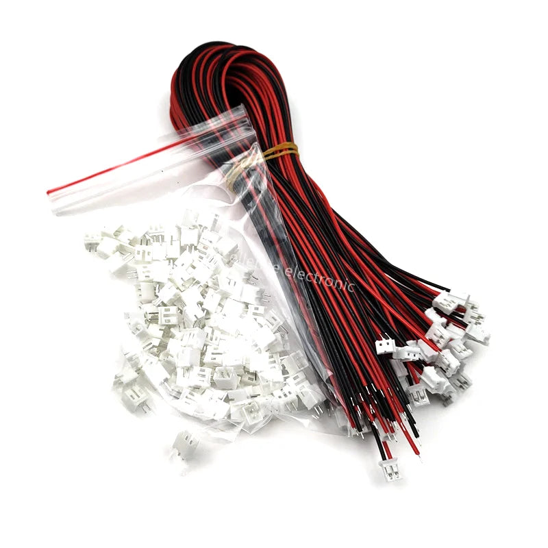 100 SETS Mini Micro JST 2 0 PH 2-Pin Connector Plug Wires Cables
