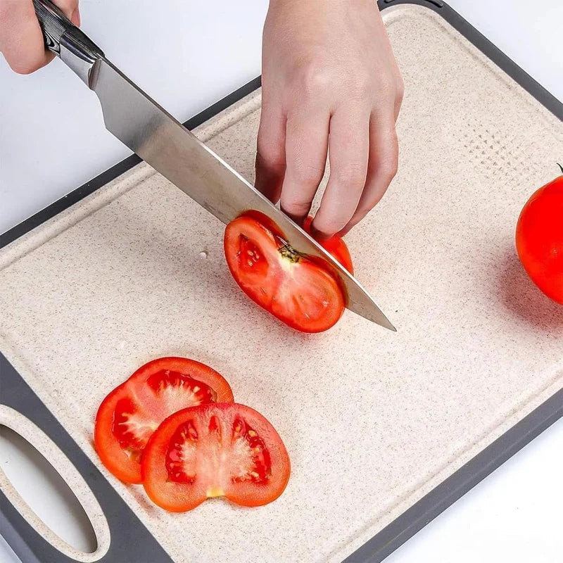 PLYS Double-Sided Cutting Board – Stainless Steel & Wheat Straw