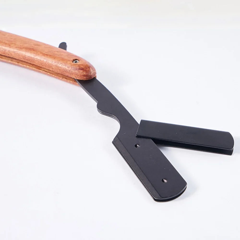 Rosewood Folding Beard Shaver – Portable Stainless Steel Razor