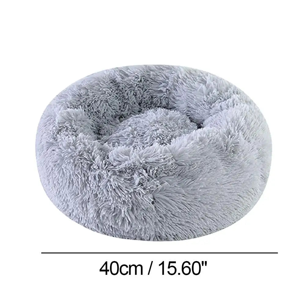 Plush Donut Round Pet Bed for Cats & Small Dogs | Washable