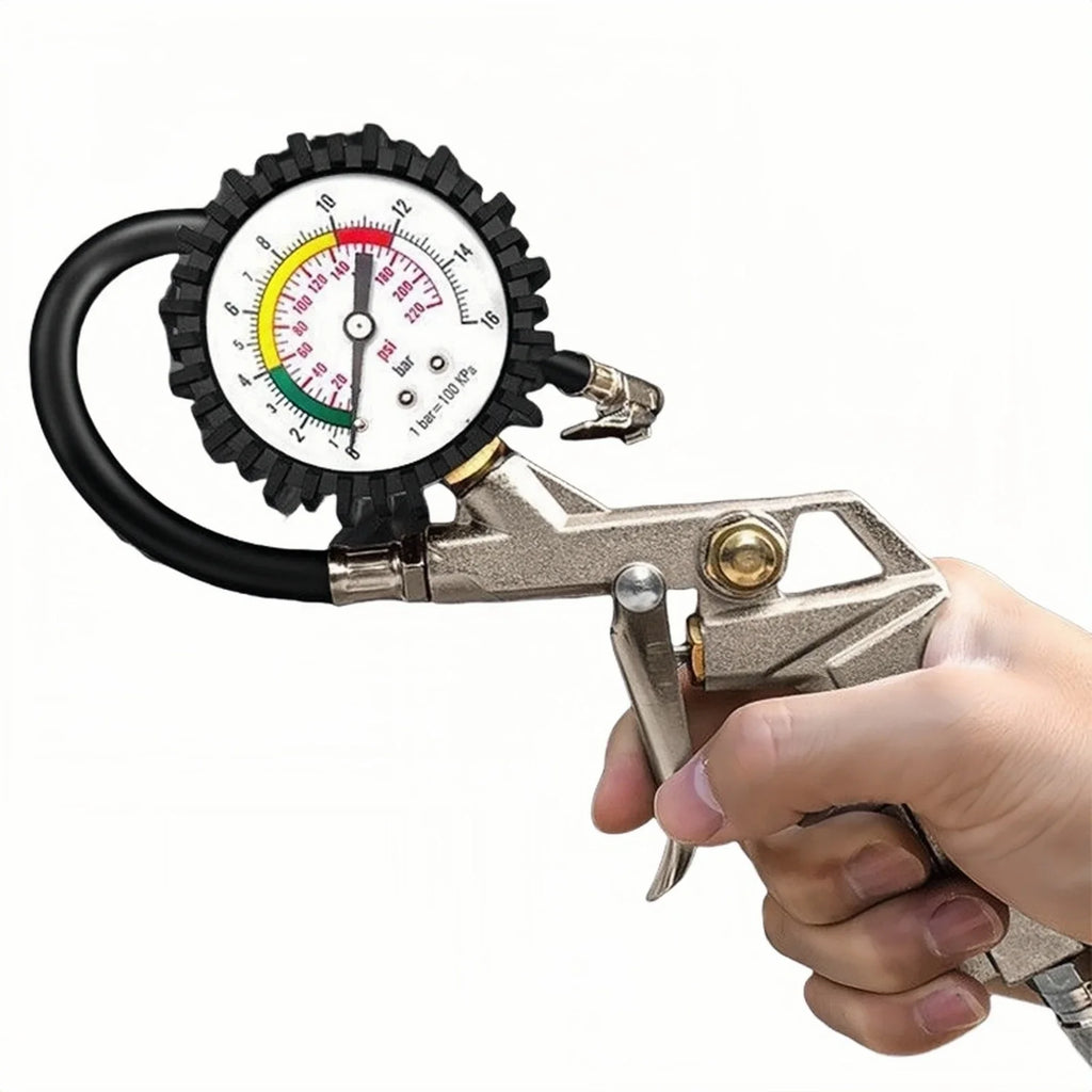 220PSI Tire Pressure Gauge & Inflator – Car & Motorcycle